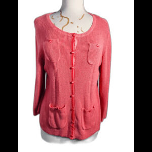 Sag Harbor Cardigan Size M 90's Vintage Knitted Coastal Grandmother Cardigan
